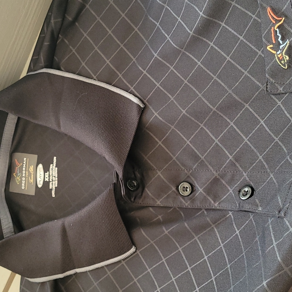 Greg Norman for Tasso Elba Men's XXL BLACK Diamond Play Dry Polo Pique Shark